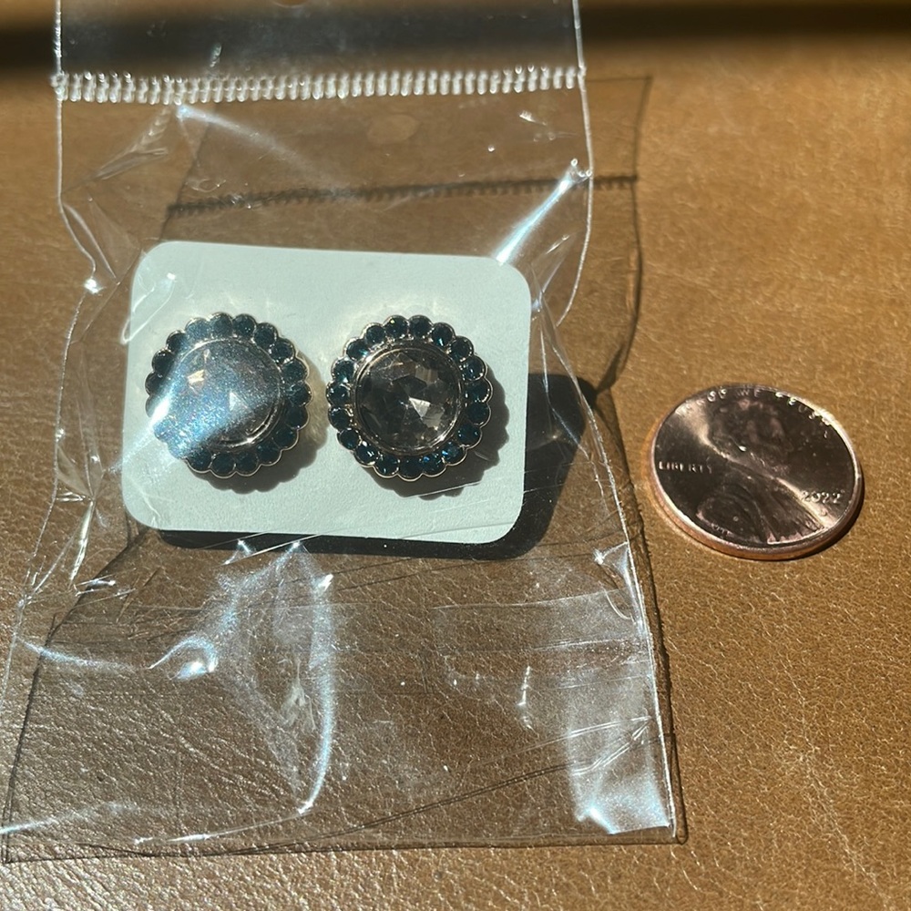 FOSSIL - Vintage Style Blue and Rose Gold Stud Earrings